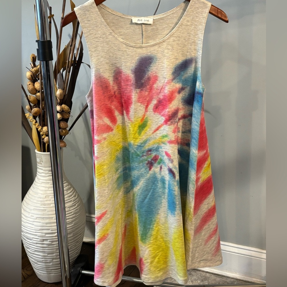 Phil Love gray Tie-Dye Sleeveless tank dress - multicolor swirls size small